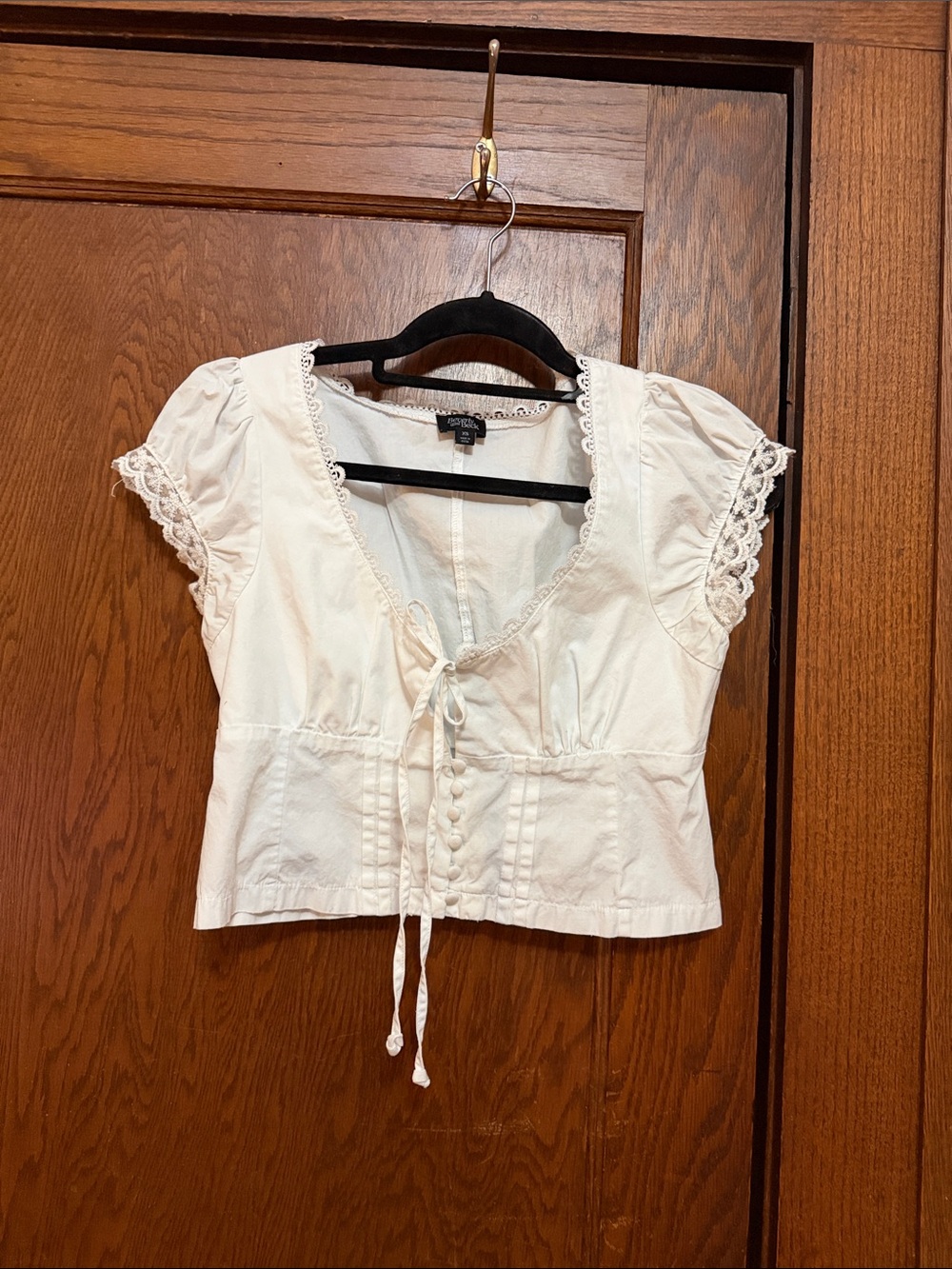 White Lace-Trim Blouse
